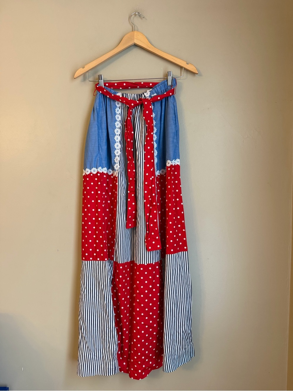 Vtg Alice of California Maxi Skirt w/ Belt Patchwork Prairie Cottagecore Hippie